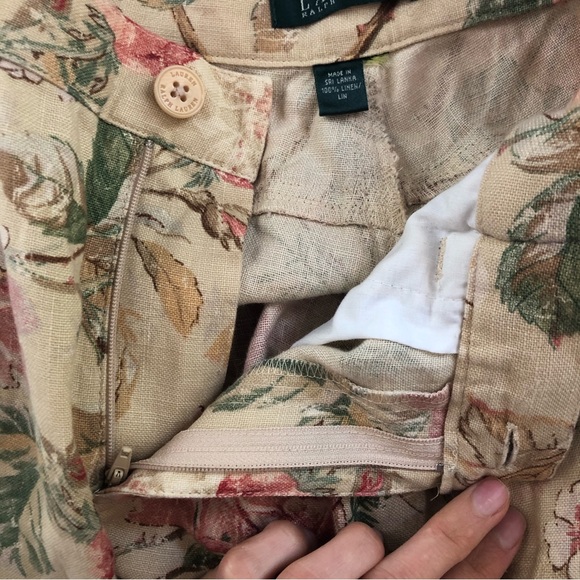 RALPH RAUREN Women’s Linen Floral High Waisted Pegged Pants Size 4 - Picture 6 of 12